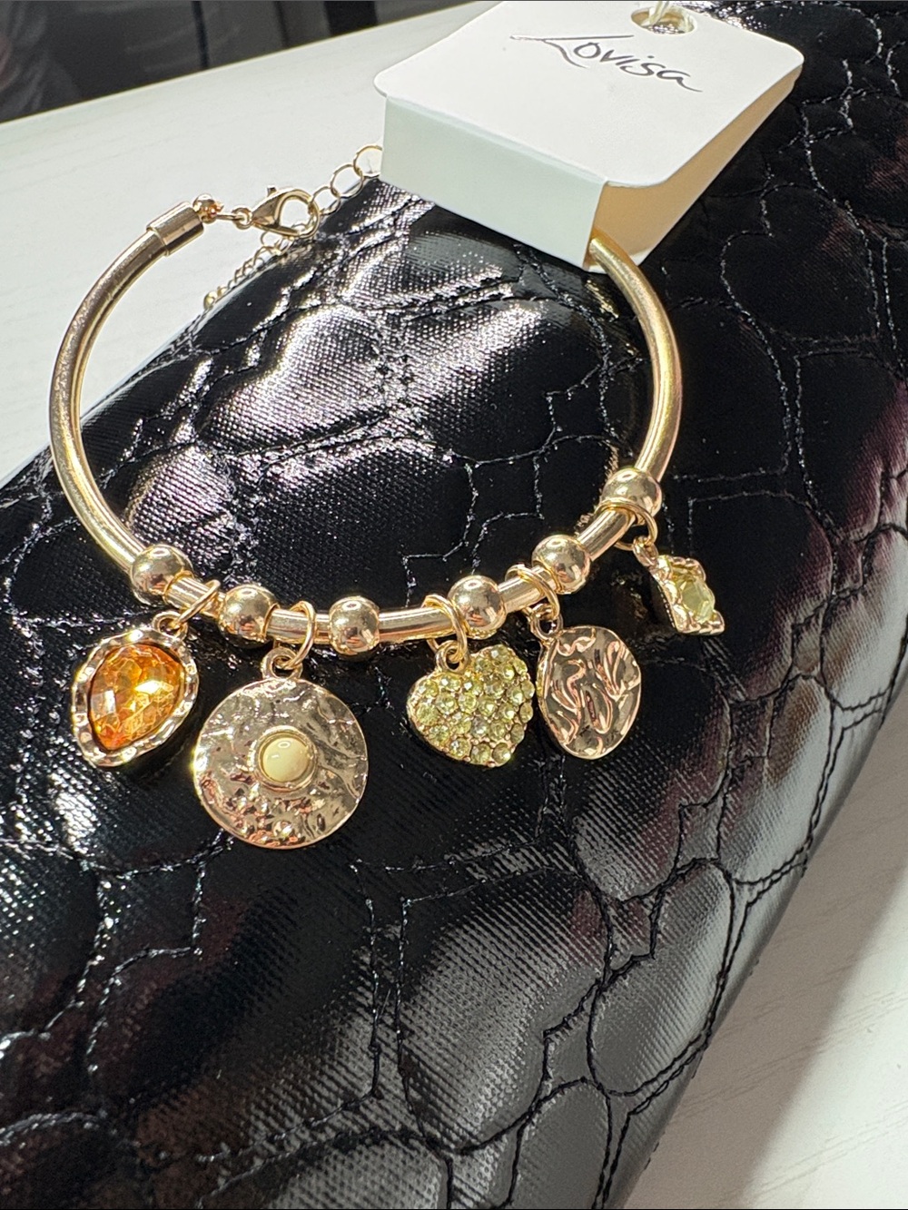 Lovisa Gold Charm Bracelet with Yellow Crystal Accents
